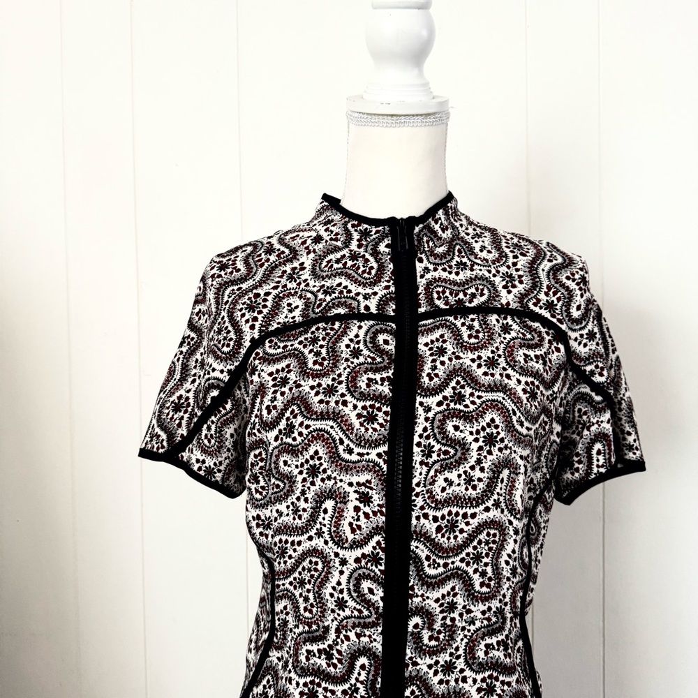 A.L.C. Silk Floral Calico Paisley Mini Short Quarter Zip Dress - Picture 3 of 9